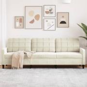 vidaXL 3-sitssoffa gräddvit 210 cm sammet