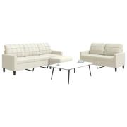 vidaXL Soffgrupp med dynor 3 delar gräddvit sammet