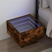 vidaXL Sängbord med Infinity LEDs rökfärgad ek 40x40x30 cm