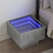 vidaXL Sängbord med Infinity LEDs betonggrå 40x40x30 cm