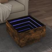 vidaXL Soffbord med LEDs rökfärgad ek 50x50x30 cm konstruerat trä
