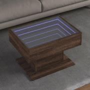 vidaXL Soffbord med LEDs brun ek 70x50x45 cm konstruerat trä