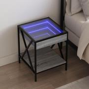 vidaXL Sängbord med Infinity LEDs grå sonoma 40x40x49 cm