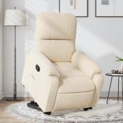 vidaXL Reclinerfåtölj med uppresningshjälp beige mikrofibertyg