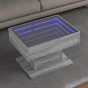 vidaXL Soffbord med LEDs grå sonoma 70x50x45 cm konstruerat trä