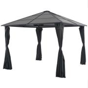 vidaXL Paviljong med draperi aluminium 3x3 m svart