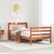 vidaXL Sängram utan madrass vaxbrun 100x200 cm massiv furu