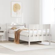 vidaXL Sängram utan madrass vit 100x200 cm massiv furu