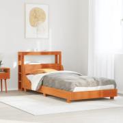 vidaXL Sängram utan madrass vaxbrun 100x200 cm massiv furu