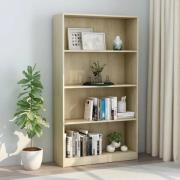 vidaXL Bokhylla 4 hyllor sonoma-ek 80x24x142 cm konstruerat trä