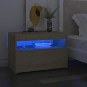 vidaXL Sängbord med LED-belysning sonoma-ek 60x35x40cm konstruerat trä