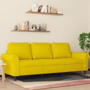 vidaXL 3-sitssoffa gul 180 cm sammet