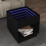 vidaXL Soffbord med Infinity LEDs svart 50x50x50 cm