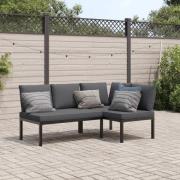 vidaXL Trädgårdssoffa med dynor 2 delar svart aluminium