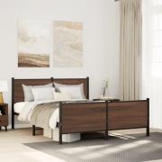 vidaXL Sängram utan madrass metall brun ek 180x200 cm