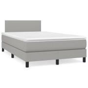 vidaXL Ramsäng med madrass & LED ljusgrå 120x190 cm tyg