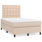 vidaXL Ramsäng med bäddmadrass cappuccino 120x190 cm konstläder
