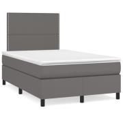 vidaXL Ramsäng med bäddmadrass grå 120x190 cm konstläder