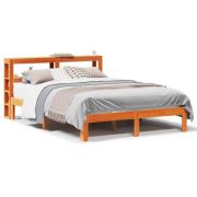 vidaXL Sängram utan madrass vaxbrun 140x190 cm massiv furu
