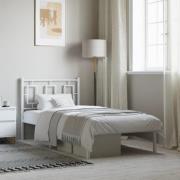 vidaXL Sängram med huvudgavel metall vit 90x190 cm