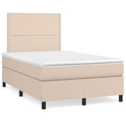 vidaXL Ramsäng med madrass & LED cappuccino 120x190 cm konstläder