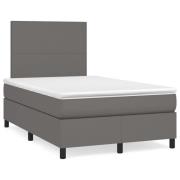 vidaXL Ramsäng med bäddmadrass grå 120x190 cm konstläder