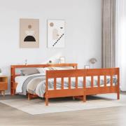 vidaXL Sängram utan madrass vaxbrun 200x200 cm massiv furu