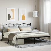 vidaXL Sängram med huvudgavel metall svart 200x200 cm