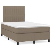 vidaXL Ramsäng med madrass & LED taupe 120x190 cm tyg