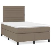 vidaXL Ramsäng med madrass & LED taupe 120x190 cm tyg