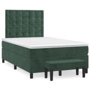 vidaXL Ramsäng med madrass mörkgrön 120x190 cm sammet