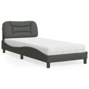 vidaXL Säng med madrass mörkgrå 80x200 cm tyg