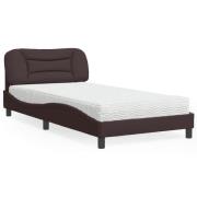 vidaXL Säng med madrass mörkbrun 100x200 cm tyg