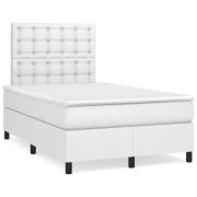 vidaXL Ramsäng med madrass vit 120x190 cm konstläder