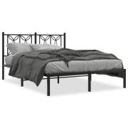 vidaXL Sängram med huvudgavel metall svart 140x190 cm