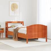 vidaXL Sängram utan madrass vaxbrun 75x190 cm massiv furu
