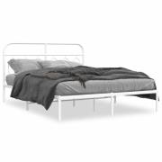 vidaXL Sängram med huvudgavel metall vit 135x190 cm