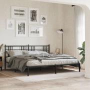 vidaXL Sängram med huvudgavel metall svart 183x213 cm