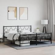 vidaXL Sängram med huvudgavel och fotgavel svart metall 183x213 cm