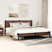 vidaXL Sängram utan madrass metall brun ek 183x213 cm