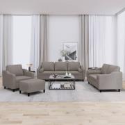vidaXL Soffgrupp med kuddar 4 delar taupe tyg