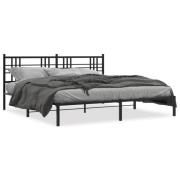 vidaXL Sängram med huvudgavel metall svart 200x200 cm