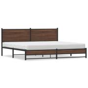 vidaXL Sängram utan madrass metall brun ek 193x203 cm