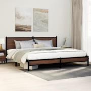 vidaXL Sängram utan madrass metall brun ek 193x203 cm