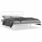 vidaXL Sängram med huvudgavel metall vit 160x200 cm
