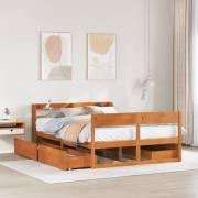 vidaXL Sängram utan madrass vaxbrun 150x200 cm massiv furu