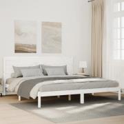 vidaXL Sängram utan madrass extra lång vit 140x220 cm massivt trä