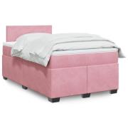 vidaXL Ramsäng med madrass rosa 120x190 cm sammet