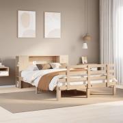 vidaXL Säng med bokhylla utan madrass 150x200cm massiv furu