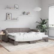 vidaXL Dagbädd utdragbar med madrasser taupe 90x200 cm tyg